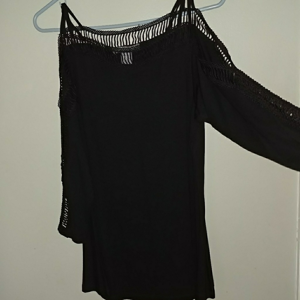 Kate and Mallory cold shoulder knit top
